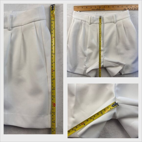 Aritzia Babaton Womens Pleated Short Sz 0 Ivory Tailored High-rise OldMoney - Picture 9 of 13